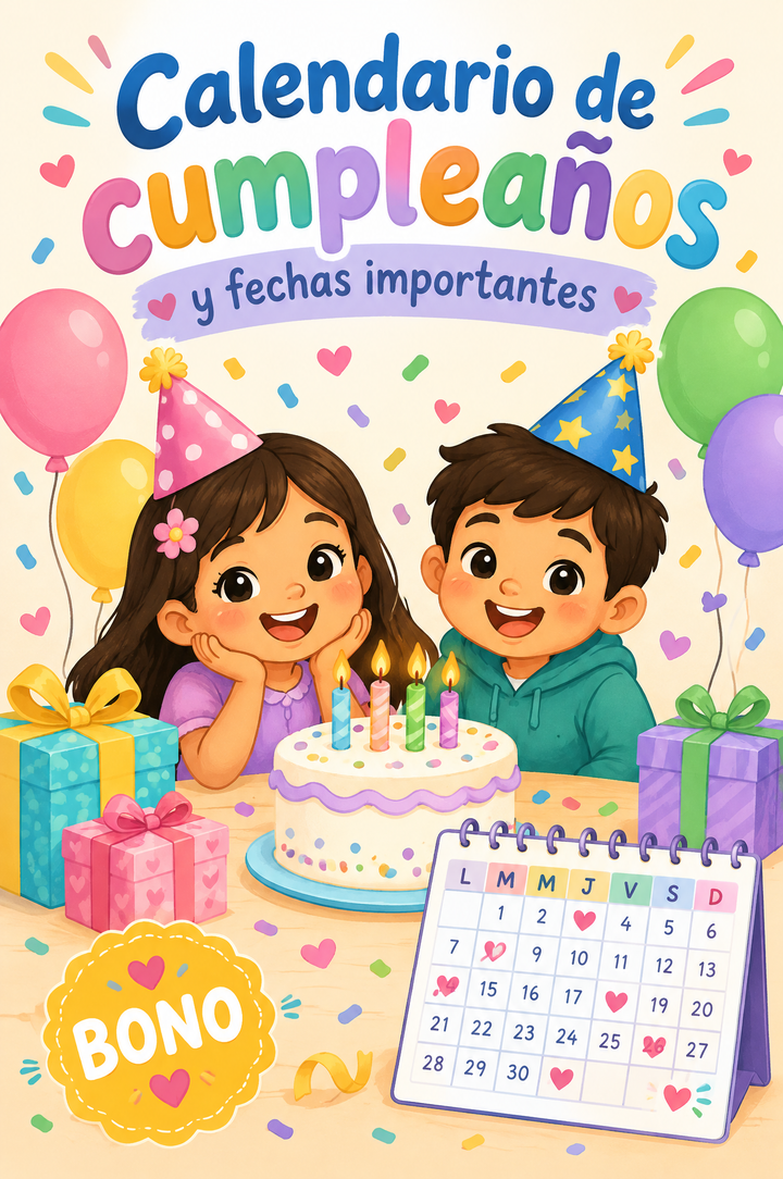 Bono: Calendario de cumpleaños y fechas importantes