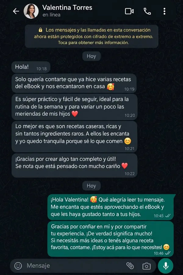 Testimonio de Valentina por WhatsApp