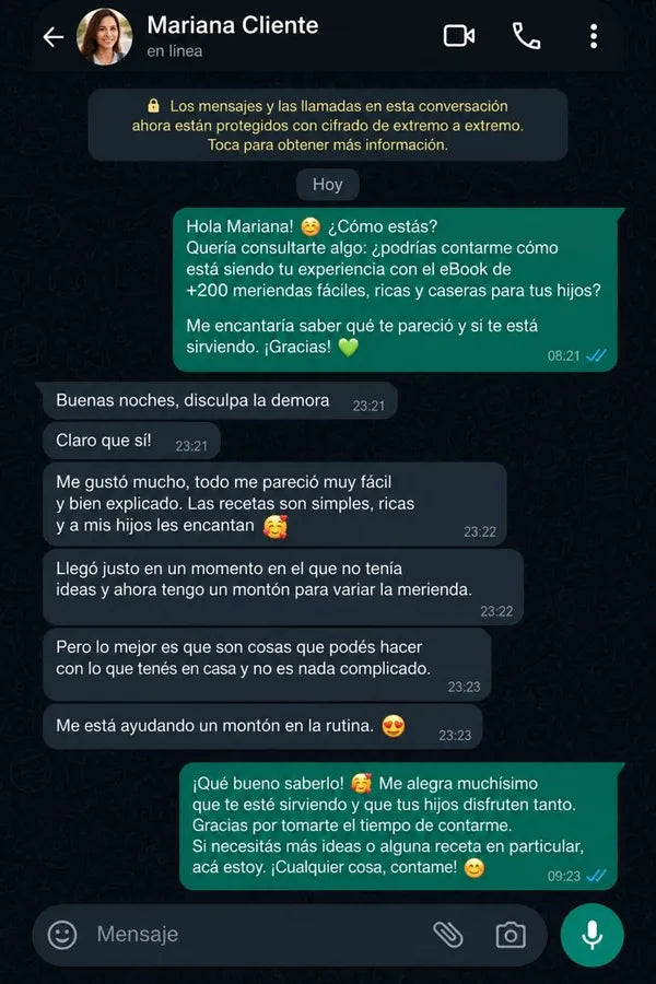 Testimonio de Mariana por WhatsApp