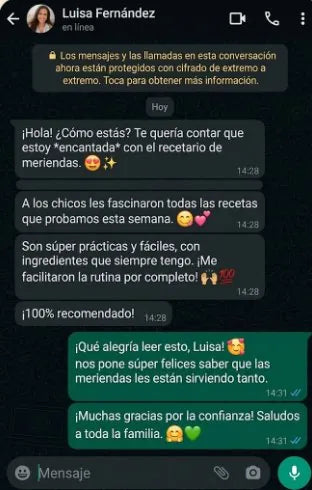 Testimonio de Luisa por WhatsApp